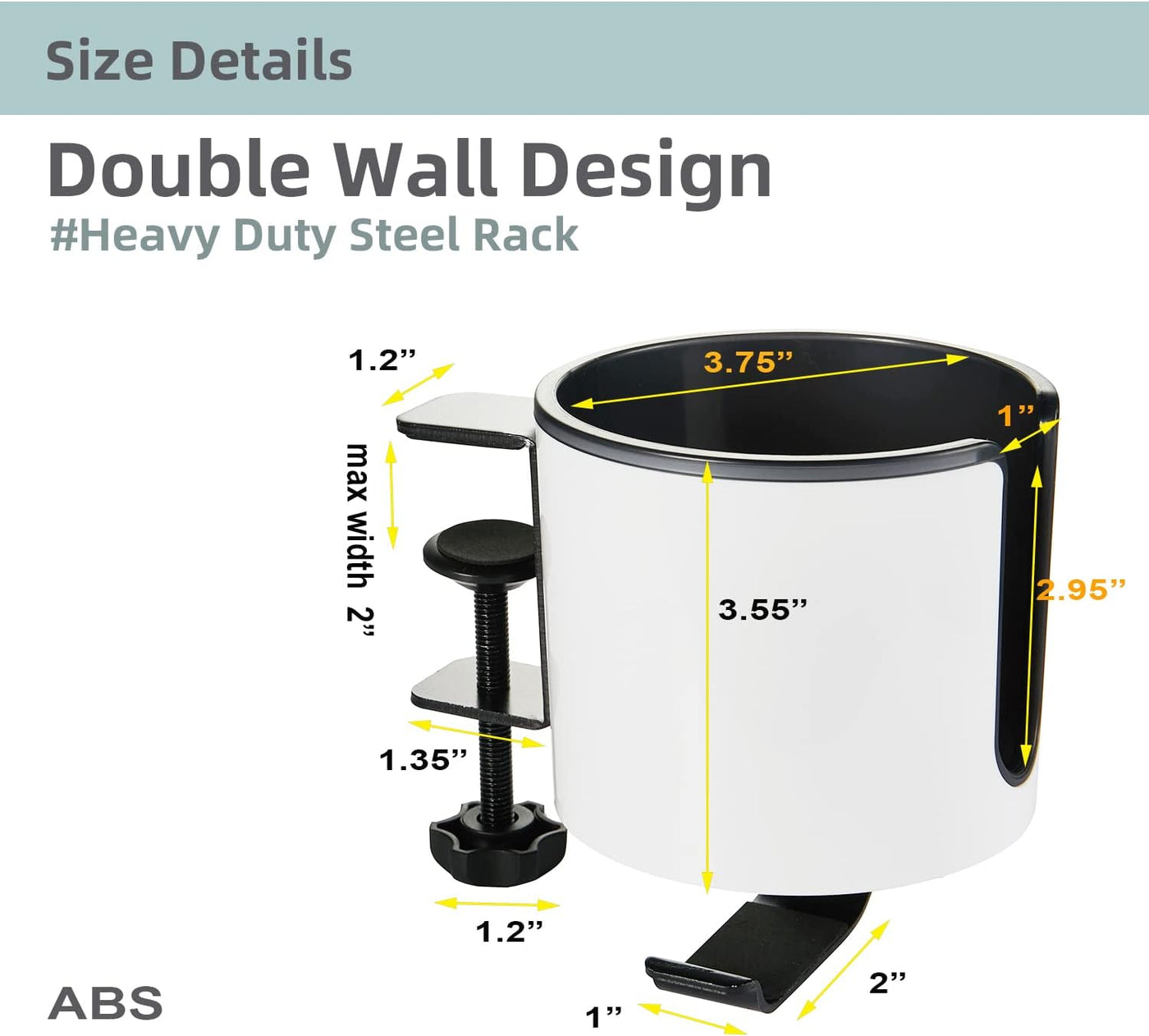 Sturdy 2-In-1 under Desk Headphone Holder with Cup Holder for Desk Table in Office,Home.Coffee Mug Holder,Drinking Cup Holder,Tumbler Holder(White)