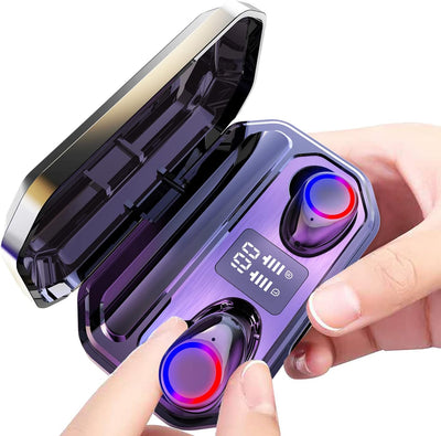 Wireless Earbuds with Charging Case Built-In Microphone Stereo Sound In-Ear Bluetooth Headphones Premium Deep Bass Headset, Black