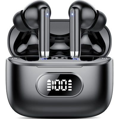 Wireless Ear Buds, Earbuds Bluetooth 5.3 Headphones 60H Playtime LED Display, Hifi Stereo Sound Waterproof In-Ear Earphones with 4 Microphone