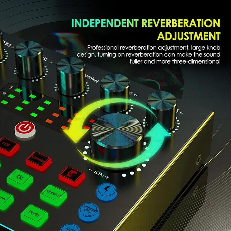Podcast Equipment Kit, Audio Interface & All-In-One Live Sound Control Device, Ideal for Recording, Gaming, Singing, Broadcasting, Live Streaming