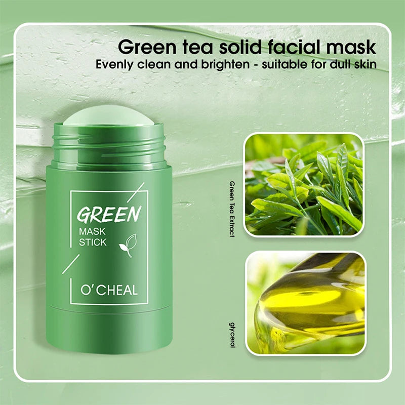 Solid Facial Mask Stick Green Tea Honey Peach Cleaning Pore Moisturizing Long Charcoal Eggplant Mud Film